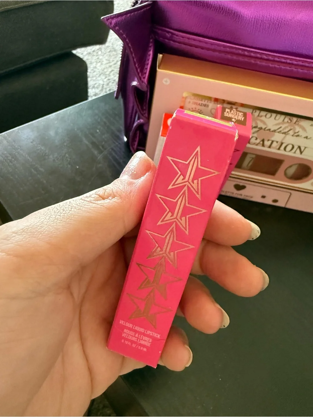 Jeffree Star Metallic Purple Makeup Bag